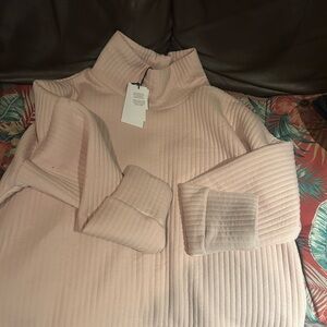 For The Republic Blush Ribbed Turtleneck Sweater